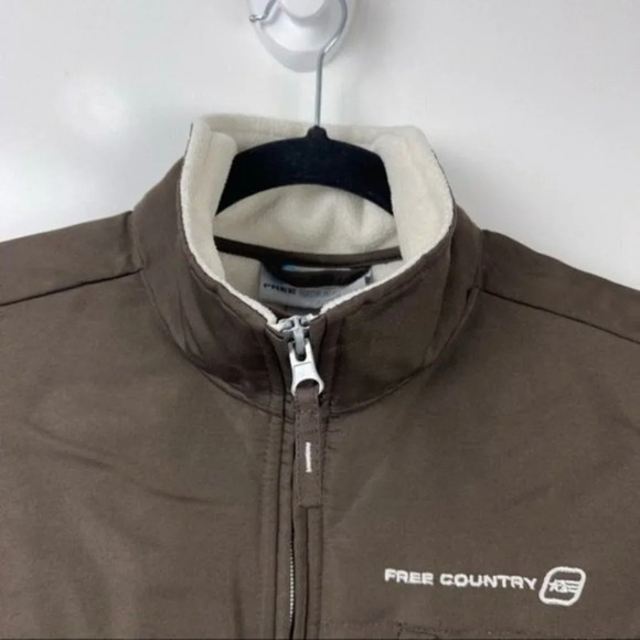 Free Country Brown Cream Color Block Zip Up Fleece Jacket Size Small - Picture 5 of 9